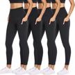 women's 4 pack leggings with pockets - high waisted tummy control workout running yoga pants reg & plus size logo