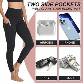 img 3 attached to Women'S 4 Pack Leggings With Pockets - High Waisted Tummy Control Workout Running Yoga Pants Reg & Plus Size
