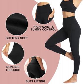 img 2 attached to Women'S 4 Pack Leggings With Pockets - High Waisted Tummy Control Workout Running Yoga Pants Reg & Plus Size