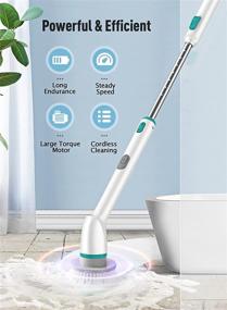 img 3 attached to Hivita Electric Spin Scrubber: The Ultimate IPX7 Waterproof Cordless Cleaning Brush with 3 Brush Heads and Adjustable Extension Handle – Ideal for Bathtub, Shower, Sink, Bathroom Grout, Kitchen Floor, and Window Cleaning