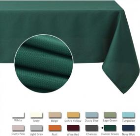 img 2 attached to Maxmill Hunter Green Textured Rectangle Tablecloth Water Resistant Wrinkle Free Spill-Proof Soft Jacquard For Banquet Parties Event Holiday Dinner Indoor Outdoor 60" X 84