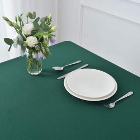 img 1 attached to Maxmill Hunter Green Textured Rectangle Tablecloth Water Resistant Wrinkle Free Spill-Proof Soft Jacquard For Banquet Parties Event Holiday Dinner Indoor Outdoor 60" X 84