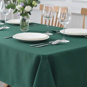 img 3 attached to Maxmill Hunter Green Textured Rectangle Tablecloth Water Resistant Wrinkle Free Spill-Proof Soft Jacquard For Banquet Parties Event Holiday Dinner Indoor Outdoor 60" X 84