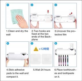 img 1 attached to SARMOCARE Charging Cable And Adhesive Wall Pads Toothbrush Holder, Transparent Seamless Hooks (Accessories)
