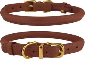 img 3 attached to BRONZEDOG Rolled Leather Dog Collar: Soft Padded Round Rope Pet Collars for Dogs, Cats, and More – Small to Large Sizes Available