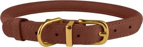 img 2 attached to BRONZEDOG Rolled Leather Dog Collar: Soft Padded Round Rope Pet Collars for Dogs, Cats, and More – Small to Large Sizes Available