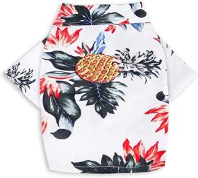 img 4 attached to CheeseandU Pet Hawaiian Shirt: NewStyle Summer Beach Vest, Short Sleeve Pet Clothing, Dog Top Floral Pineapple T-Shirt, Hawaiian Tops Dog Jacket Outfit, Beach Apparel for Small Dogs Breeds Cats, White