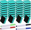 siquk 36 packs dry erase eraser magnetic whiteboard eraser green chalkboard cleansers wiper(1.97 x 1.97 inches) with 4 pieces whiteboard markers logo