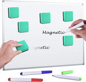 img 2 attached to SIQUK 36 Packs Dry Erase Eraser Magnetic Whiteboard Eraser Green Chalkboard Cleansers Wiper(1.97 X 1.97 Inches) With 4 Pieces Whiteboard Markers
