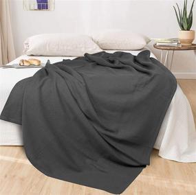 img 1 attached to Stay Cozy With Glamburg'S Soft Waffle Twin Cotton Thermal Blanket - All Season Bed Blanket In Charcoal Shade