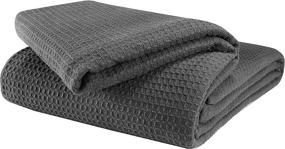 img 4 attached to Stay Cozy With Glamburg'S Soft Waffle Twin Cotton Thermal Blanket - All Season Bed Blanket In Charcoal Shade