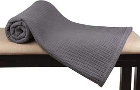 img 2 attached to Stay Cozy With Glamburg'S Soft Waffle Twin Cotton Thermal Blanket - All Season Bed Blanket In Charcoal Shade