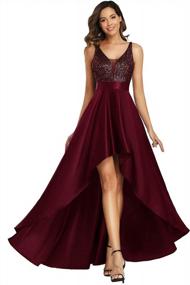 img 4 attached to Stunning A-Line High-Low Party Dress: Ever-Pretty Women'S V-Neck Long Evening Dress 0667