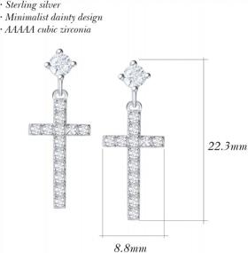 img 1 attached to Carleen 14K Gold Plated Sterling Silver Stud Earrings Cubic Zirconia CZ Simulated Diamond Small Little Cute Dangle Drop Cross Earrings Fine Jewelry Birthday Valentines Day Gifts For Women Girls, Height 0.9 Inch