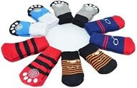 🧦 conxki traction control cotton socks: 5-pack of indoor dog nonskid knit socks (20 pieces); 4 velcro and assorted colors логотип