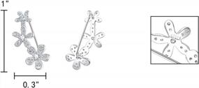 img 3 attached to Серьги-каффы из стерлингового серебра с цветочным узором и полным кубическим цирконием для женщин - EleQueen Серьги-манжеты с крючком (1 пара)