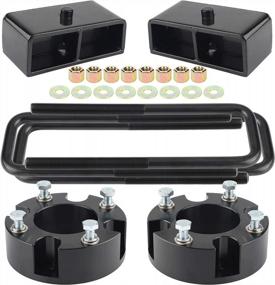 img 4 attached to 3"F + 2"R Leveling Lift Kit For 2007-2020 Tundra: 3 Inch Front Strut Spacers & 2 Inch Black Block Kit With Extended Square U-Bolts