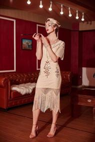 img 2 attached to Step Back In Time With Radtengle'S Women'S 1920S Beaded Fringe Flapper Dress With Sleeves - Perfect For Your Next Gatsby Party!