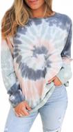 women's casual tie dye sweatshirts - long sleeve color block pullover tops logo