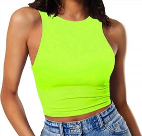 img 4 attached to GEMBERA Women'S High Neck Crop Tops Basic Racer Back Cropped Tank Sleeveless Shirts