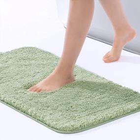 img 4 attached to Non Slip 17" X 24" ROSMARUS Shaggy Bath Rug For Bathroom, Water Absorbent Soft Shower Mat For Floor & Tub, Fluffy Plush Machine Washable Green Bathroom Rugs.