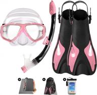 odoland full face snorkel set for kids - 6 piece bundle with anti-fog mask, leak-proof design, adjustable fins, beach blanket, and waterproof case - suitable for juniors, boys, and girls ages 9-15 logo