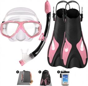 img 4 attached to Odoland Full Face Snorkel Set For Kids - 6 Piece Bundle With Anti-Fog Mask, Leak-Proof Design, Adjustable Fins, Beach Blanket, And Waterproof Case - Suitable For Juniors, Boys, And Girls Ages 9-15