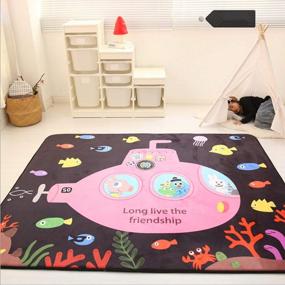 img 4 attached to Cute Submarine Themed Baby Crawling Mat With Anti-Slip Feature: Perfect For Bedroom, Living Room, And Play Room Use - 59''X79'' Size