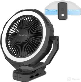 img 4 attached to Rechargeable Battery Operated Clip on Mist Fan - 10000mAh, 8-inch Portable Desk Fan with Max 53 Hours Work 🔋 Time, Strong Airflow - 4 Speeds, LED Light - 3 Levels, 2 Mist Mode - for Camping, Travel, Office, Golf Cart