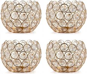 img 4 attached to Gold Crystal Candle Holders - Set Of 4 For Weddings, Holidays, And Home Decor
