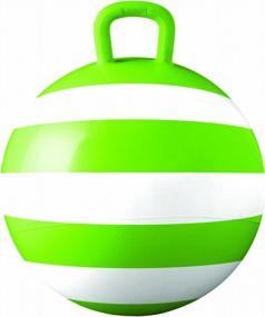 img 4 attached to 15 Inch Hedstrom Green Striped Hopper Ball - Bouncy Ride-On Toy With Handle For Kids