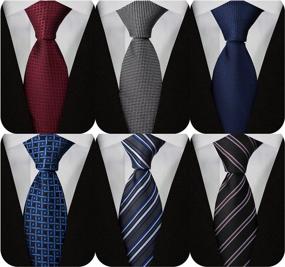 img 4 attached to Set Of 6 Adulove Men'S Woven Jacquard Silk Neckties - Classic Neck Tie For Business And Formal Occasions