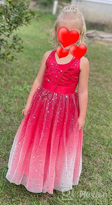 img 1 attached to 👑 Glamulice Princess Wedding Dress: Embroidered Flower Sparkle Tulle Birthday Party Gown for Girls review by April Mitchell