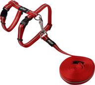 🐱 rogz reflective nylon cat leash and harness combination set: escape-proof, adjustable, and stylish in red логотип