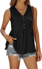 img 2 attached to 👚 PINKMSTYLE Women's Button Up V Neck Tank Tops: Chic Sleeveless Babydoll Peplum Shirts for Casual Henley Blouse