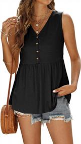 img 4 attached to 👚 PINKMSTYLE Women's Button Up V Neck Tank Tops: Chic Sleeveless Babydoll Peplum Shirts for Casual Henley Blouse