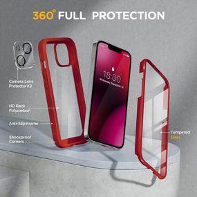 img 2 attached to Miracase Glass Series IPhone 14 Plus Case 6.7In - 2022 Upgrade Full-Body Clear Bumper W/9H Tempered Glass Screen & 2 Camera Lens Protectors, Bright Red