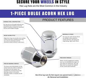 img 2 attached to 🔩 Set of 20 Chrome 12x1.25 Lug Nuts - Closed End Bulge Acorn Style, 1.38" Long Cone Seat, 19mm (3/4") Hex - Wheel Accessories Parts (M12x1.25, Chrome)