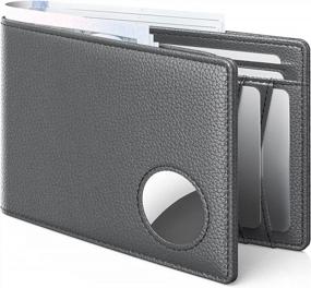 img 4 attached to Men'S Slim Leather Bifold Wallet W/ AirTag RFID Blocking & 13 Credit Card Slots