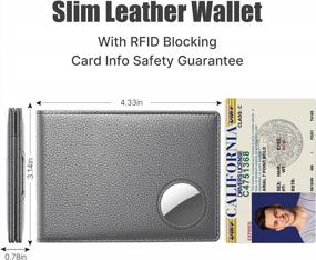 img 3 attached to Men'S Slim Leather Bifold Wallet W/ AirTag RFID Blocking & 13 Credit Card Slots