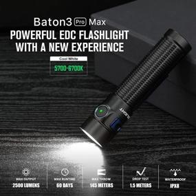 img 3 attached to Мощный фонарь OLIGHT Baton3 Pro: аккумуляторный, компактный и оснащенный датчиком безопасности - идеален для кемпинга, походов и чрезвычайных ситуаций (холодный белый свет: 5700 ~ 6700K).