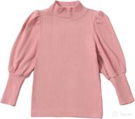 👶 trendy toddler baby girl turtleneck t-shirt blouse top with puff long sleeves - solid color pullover shirt - soft cotton clothing for 1-8t логотип