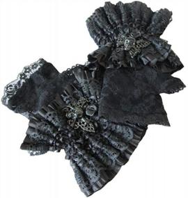 img 3 attached to Punk Chic: Gothic Black Fingerless Gloves - Perfect For Weddings & Parties