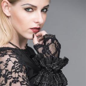 img 2 attached to Punk Chic: Gothic Black Fingerless Gloves - Perfect For Weddings & Parties