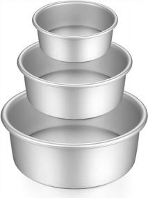 img 4 attached to 🎂 Gesentur Round Cake Pan Set, Anodized Aluminium Bakeware with Removable Base - 3 Piece Cake Mold for Baking Party, Birthday, Christmas - Size: 5", 7", and 9