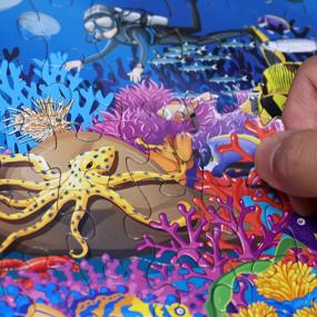 img 3 attached to 500 Piece Large Format Jigsaw Puzzle For Kids & Adults: Think2Master Colorful Ocean Life - Stimulate Learning About Coral Reefs!