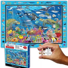 img 4 attached to 500 Piece Large Format Jigsaw Puzzle For Kids & Adults: Think2Master Colorful Ocean Life - Stimulate Learning About Coral Reefs!
