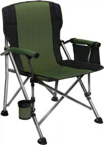 img 4 attached to Heavy Duty Camping Chairs For Big & Tall People - Oversized Outdoor Chair W/ Cup Holder & Storage Bag