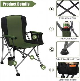 img 2 attached to Heavy Duty Camping Chairs For Big & Tall People - Oversized Outdoor Chair W/ Cup Holder & Storage Bag