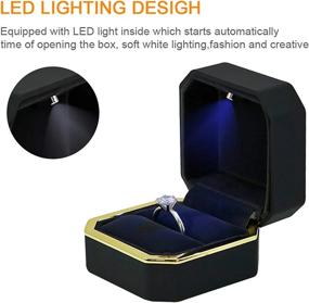 img 1 attached to GBYAN Ring Box With LED Light Jewelry Display Gift Box For Proposal,Engagement, Wedding
